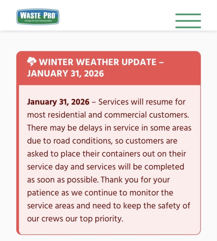 Winter Weather Update