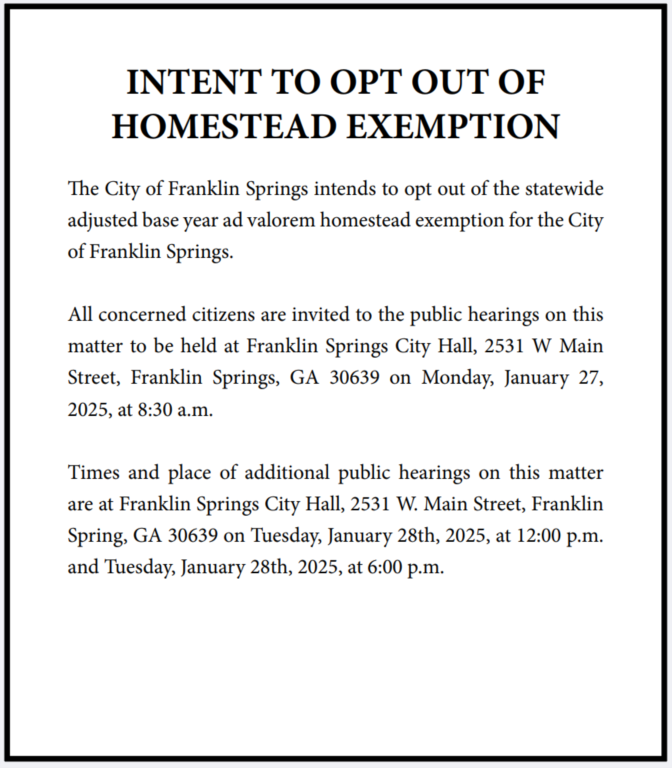 Intent to Opt Out of Homestead Exemption